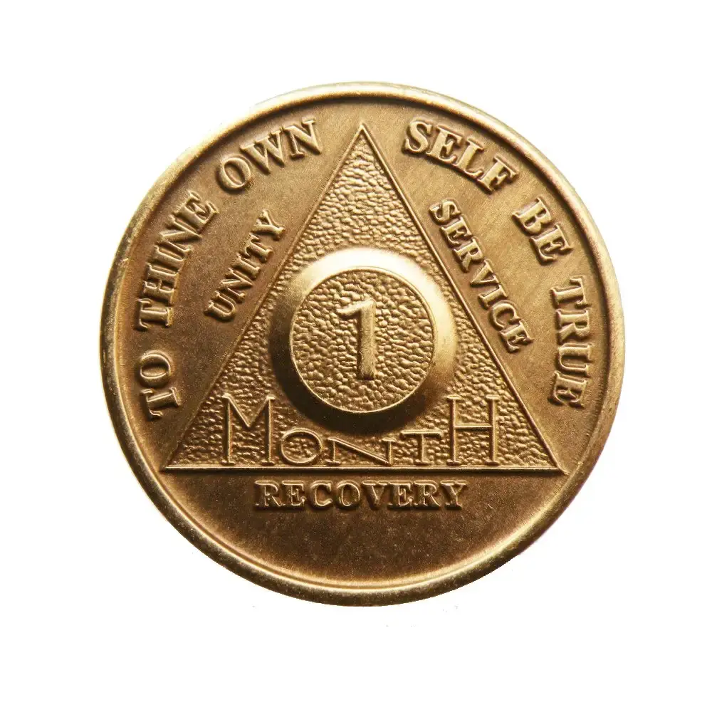 1 Month Bronze AA (Alcoholics Anonymous) - Sober / Sobriety / Birthday / Anniversary / Recovery / Medallion / Coin / Chip