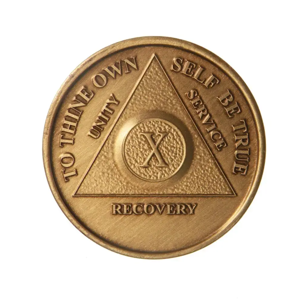 10 Year Bronze AA (Alcoholics Anonymous) - Sober / Sobriety / Birthday / Anniversary / Recovery / Medallion / Coin / Chip