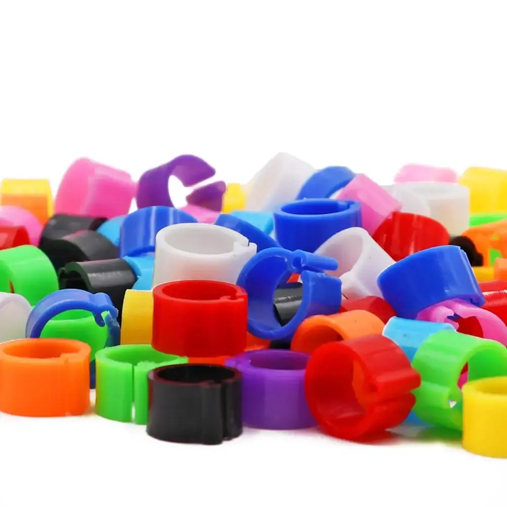 100 Pack Blank Bird Pigeon Leg Bands 8mm Leg Rings Quail Clips (Mixed Colors) — pack of 100