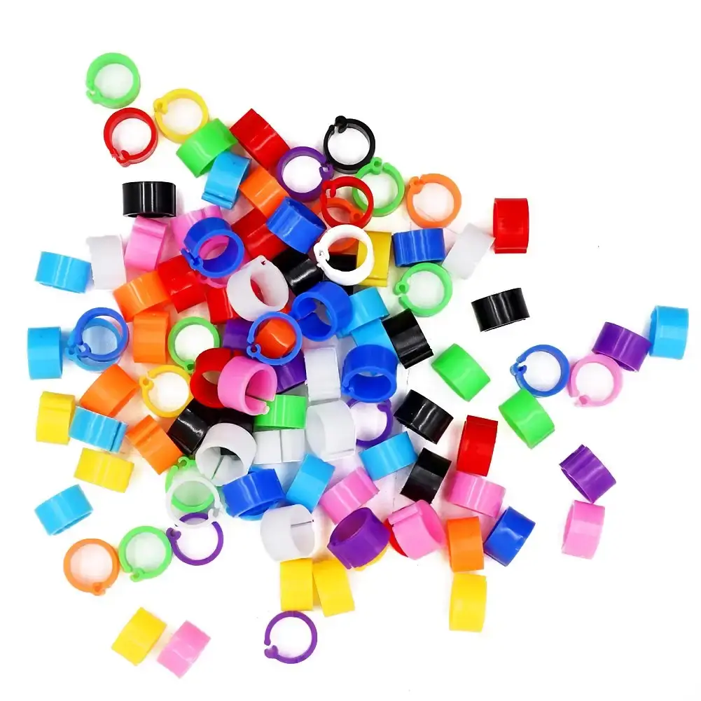 100 Pack Blank Bird Pigeon Leg Bands 8mm Leg Rings Quail Clips (Mixed Colors) — Pet