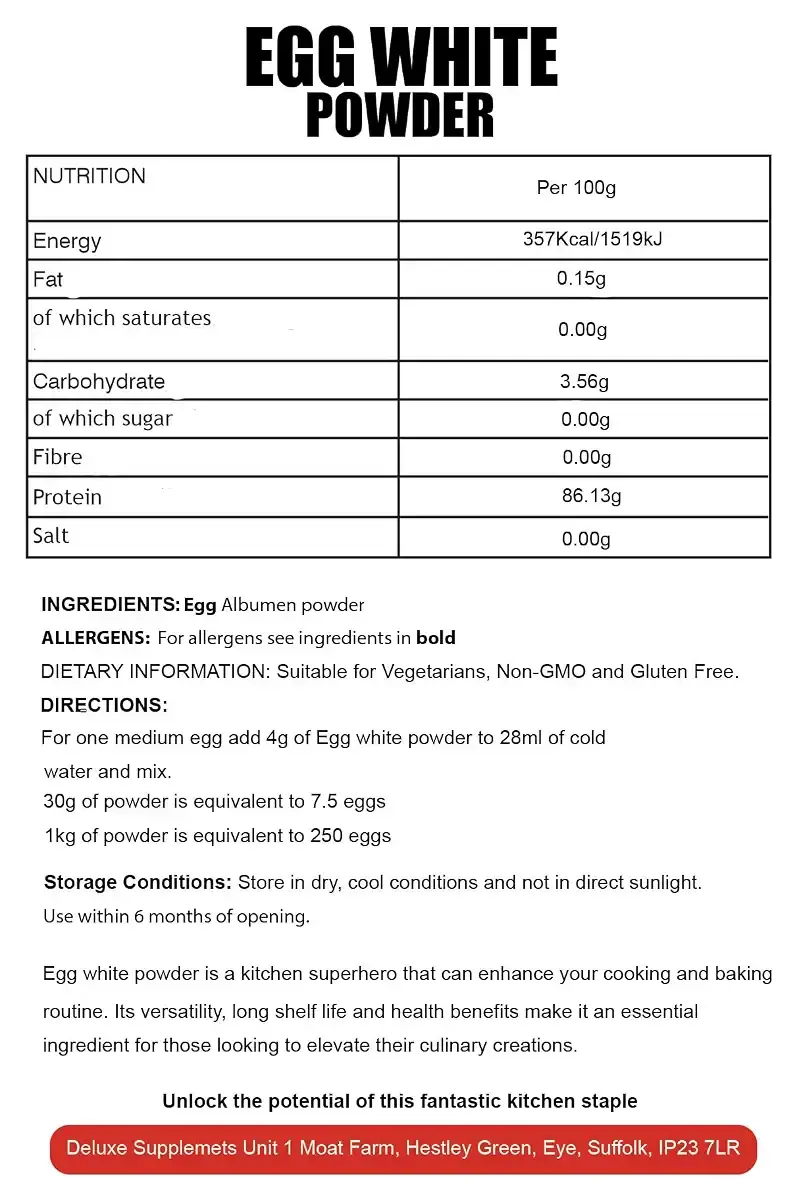 100g Egg White Powder Cooking Baking Eggs Albumen Protein Powdered Eggs All Natural Halal — 100 g