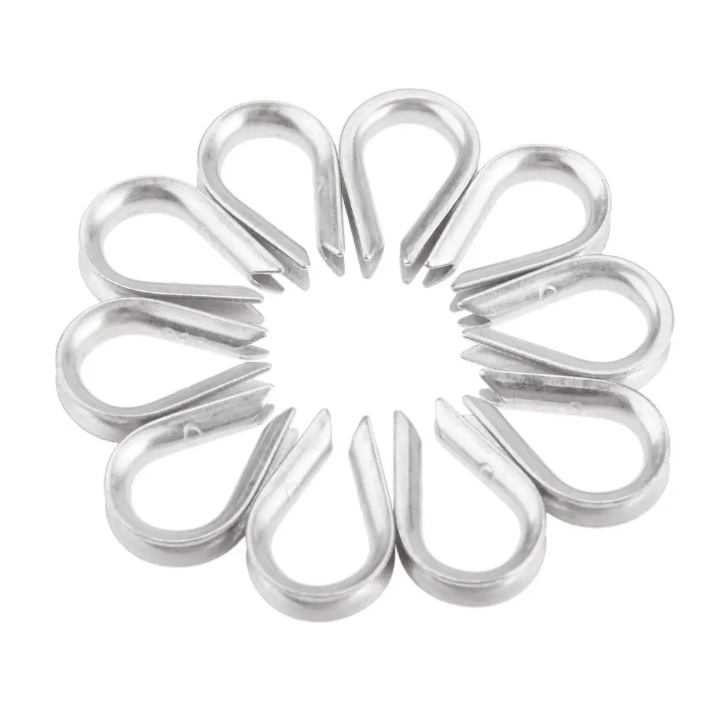 10Pcs 1/8" Wire Rope Chain Thimble for Boat Rigging Anchor Boat Terminating Splicing 316 stainless
