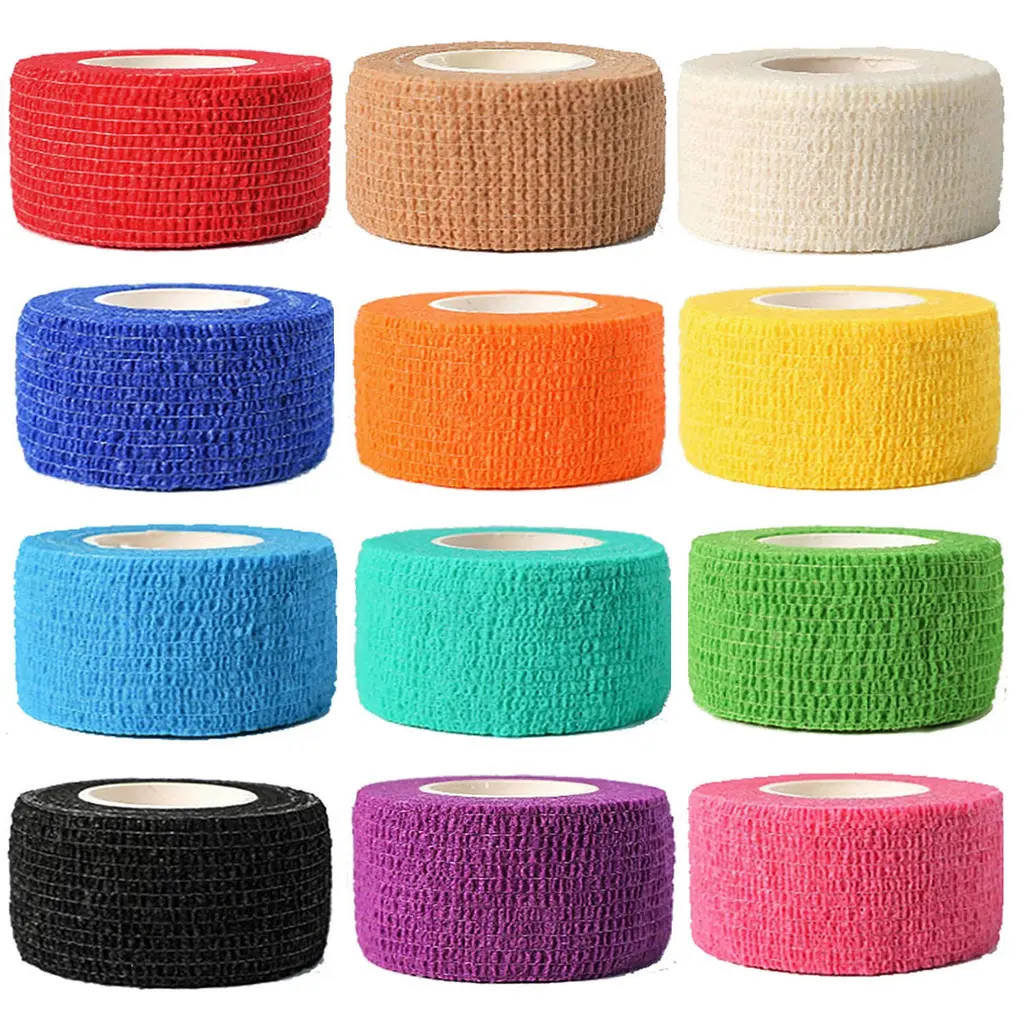 (12-Pack) 1” x 5 Yards | Self Adhesive Bandage Wrap, Kuvvfe Athletic Elastic Cohesive Bandage for Sports Injury,Strain,Knee & Wrist,Ankle Sprains & Swelling First Aid 1x180 Inch (Pack of 12)