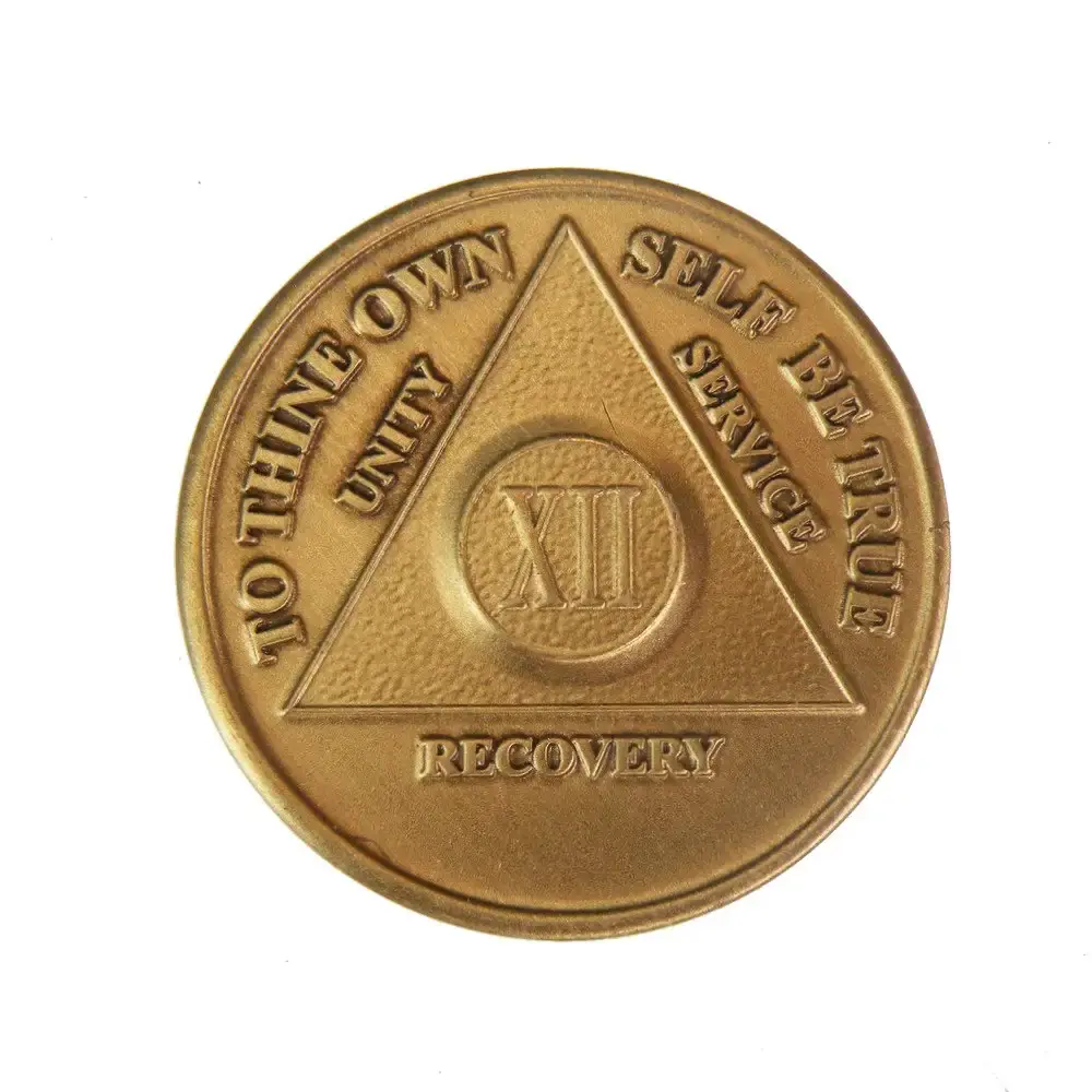 12 Year Bronze AA (Alcoholics Anonymous) - Sober / Sobriety / Birthday / Anniversary / Recovery / Medallion / Coin / Chip