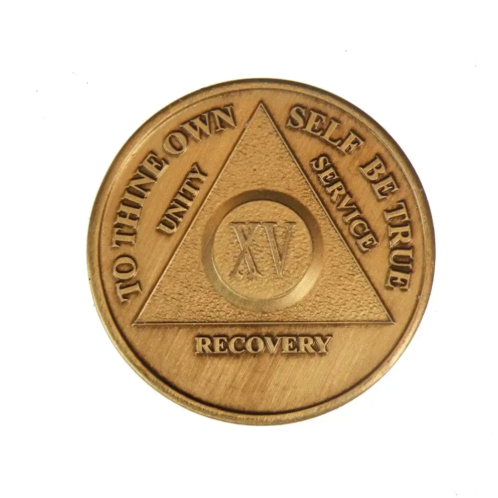 15 Year Bronze AA (Alcoholics Anonymous) - Sober / Sobriety / Birthday / Anniversary / Recovery / Medallion / Coin / Chip