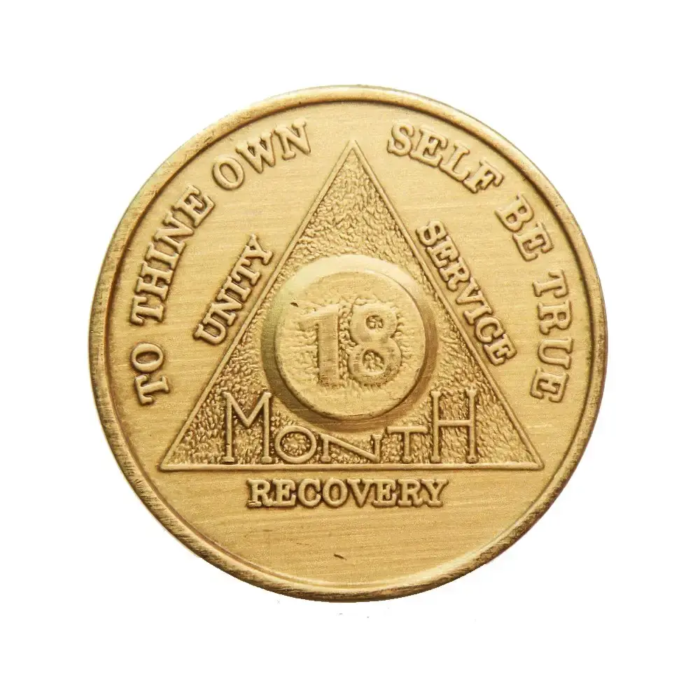 18 Month Bronze AA (Alcoholics Anonymous) - Sober / Sobriety / Birthday / Anniversary / Recovery / Medallion / Coin / Chip