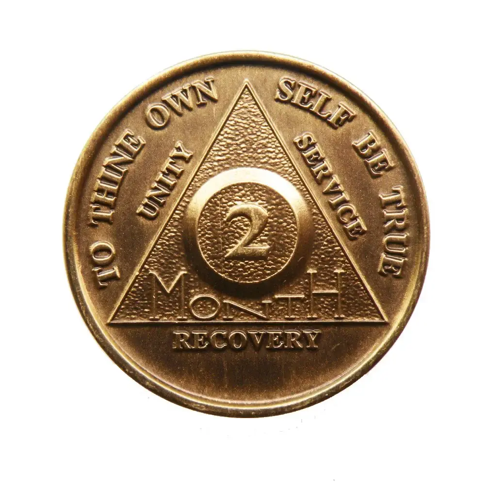 2 Month Bronze AA (Alcoholics Anonymous) - Sober / Sobriety / Birthday / Anniversary / Recovery / Medallion / Coin / Chip
