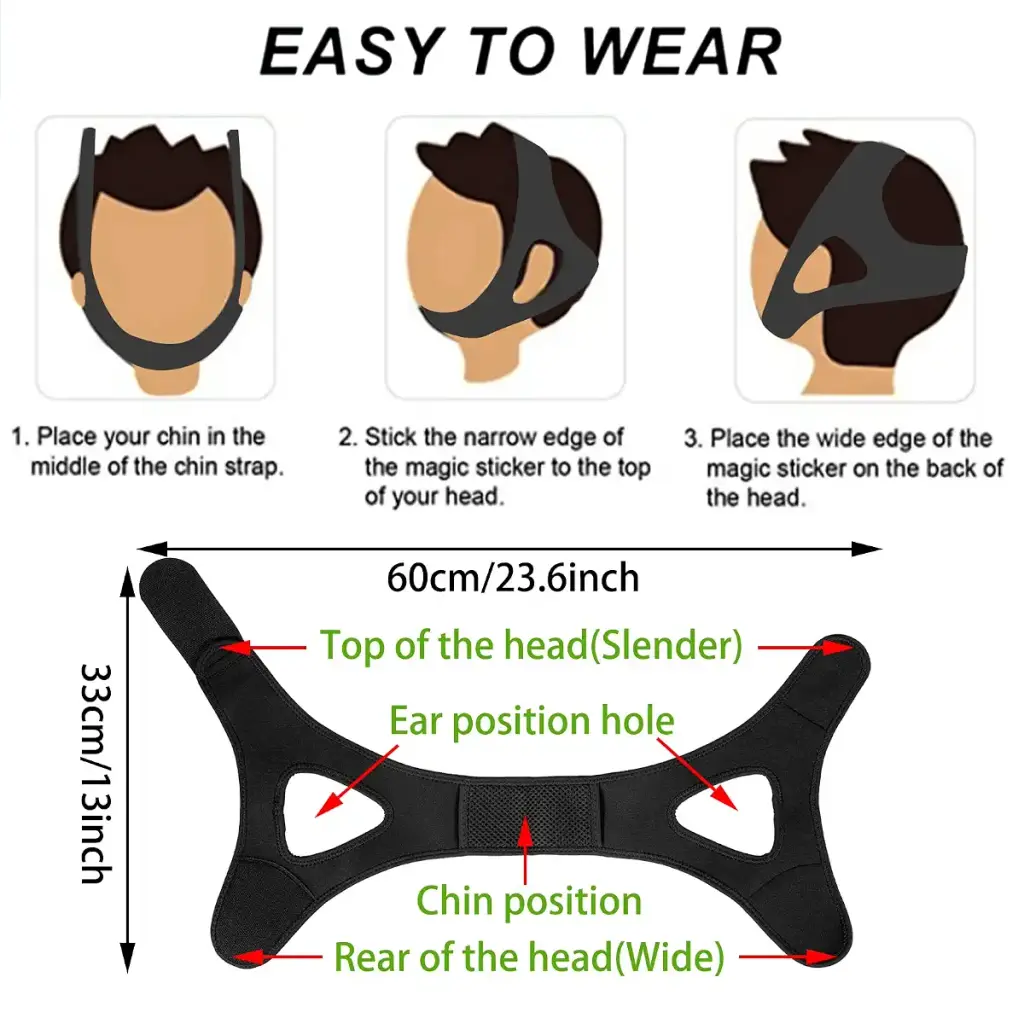 2 Pack Anti Snore Chin Strap Suoundey Professional Adjustable Strap Snoring Reduce — Sleep Wellness