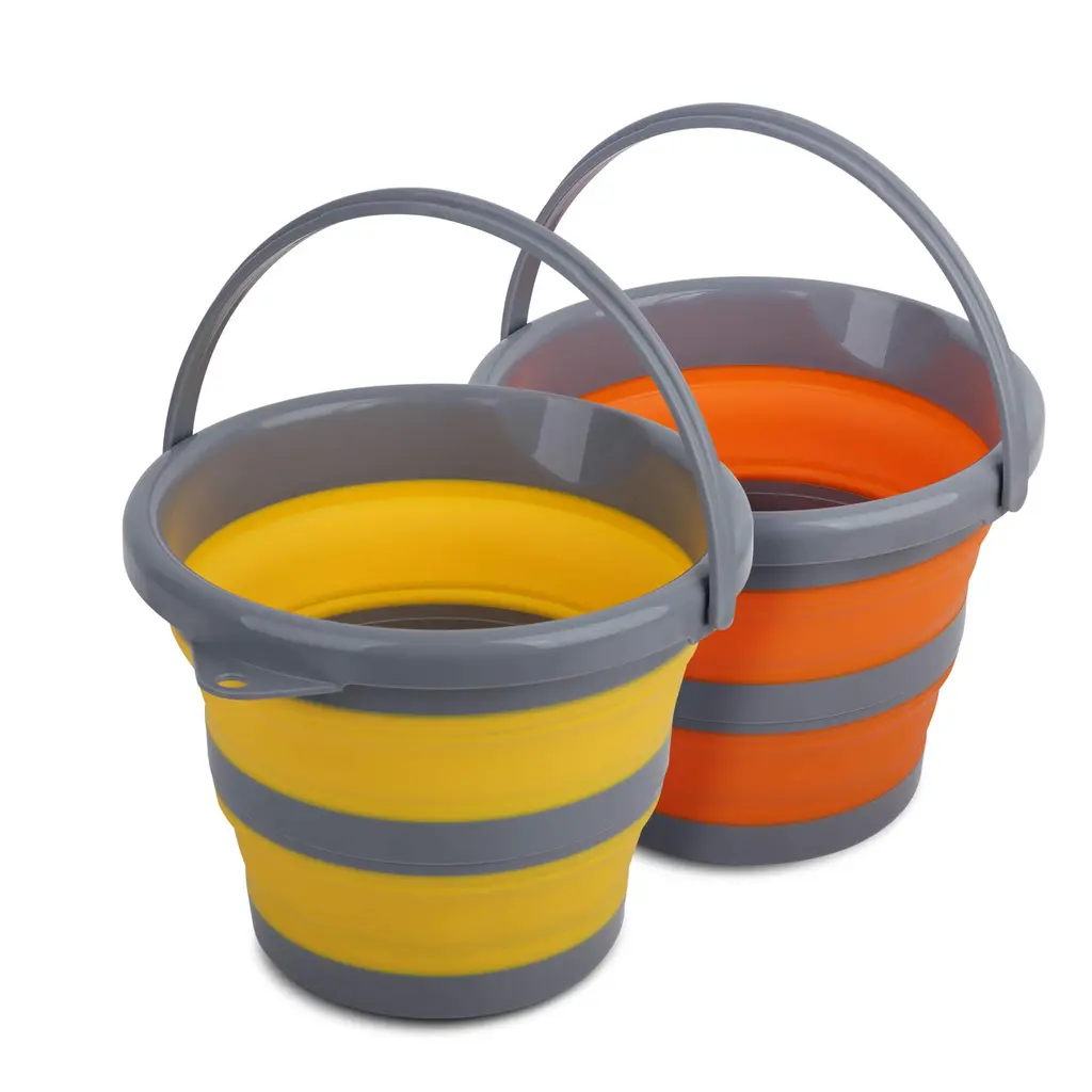 2 Pack Collapsible Plastic Bucket with 1.32 Gallon (5L) Each Foldable Round Tub Space Saving Outdoor Waterpot for Garden or Camping Portable Fishing Water Pail 1.32 Gal/5L X2