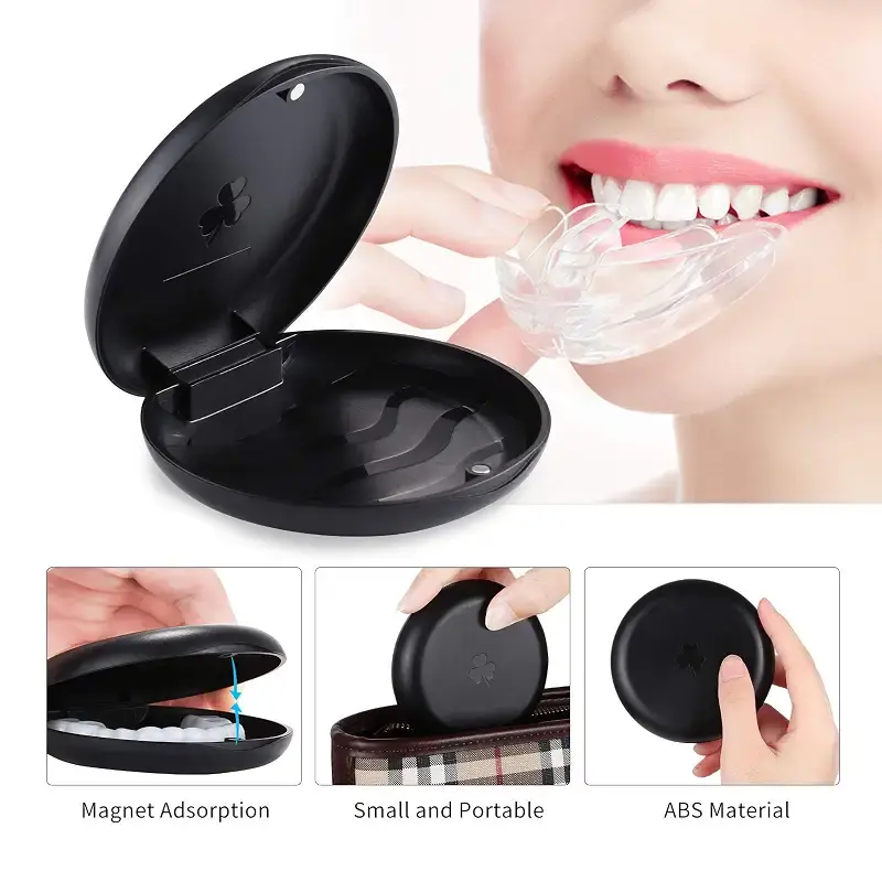 (2 Pack) Retainer Case,Solid Orthodontic Retainer Case-Black — Oral Care