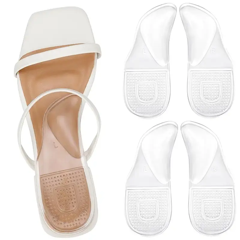 2 Pairs Gel Arch Support Gel Arch Pads for Plantar Fasciitis Relief High Arch Low Arch and Flat Feet Reusable Arch Inserts for Relieve Feet Pressure and Feet Pain (Medium/Small)