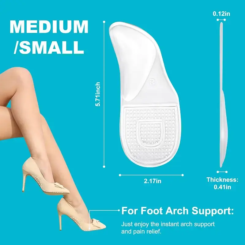 2 Pairs Gel Arch Support Gel Arch Pads for Plantar Fasciitis Relief High Arch Low Arch — Topical