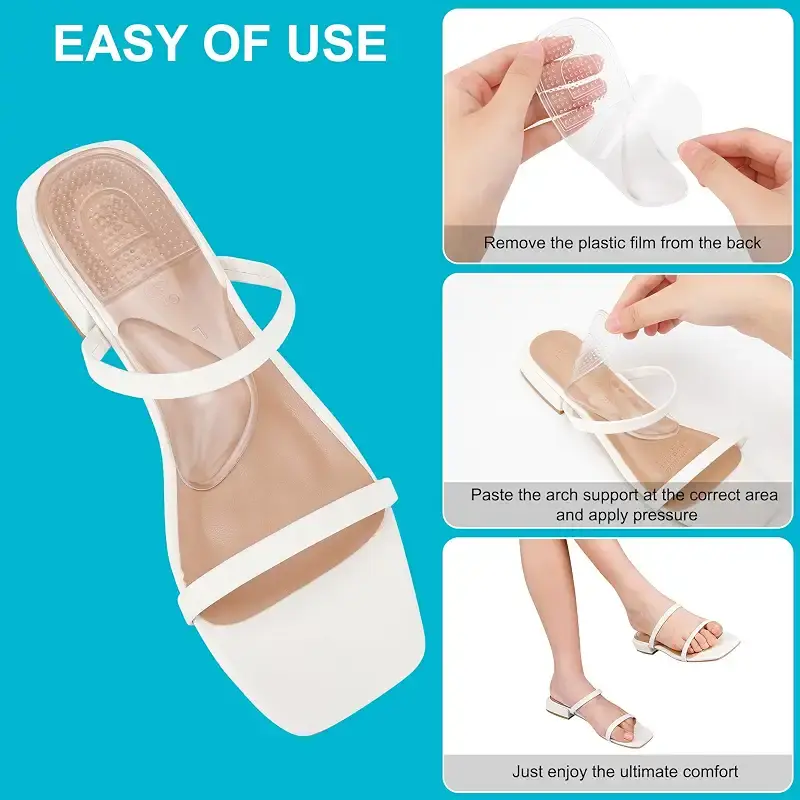 2 Pairs Gel Arch Support Gel Arch Pads for Plantar Fasciitis Relief High Arch Low Arch — Topical
