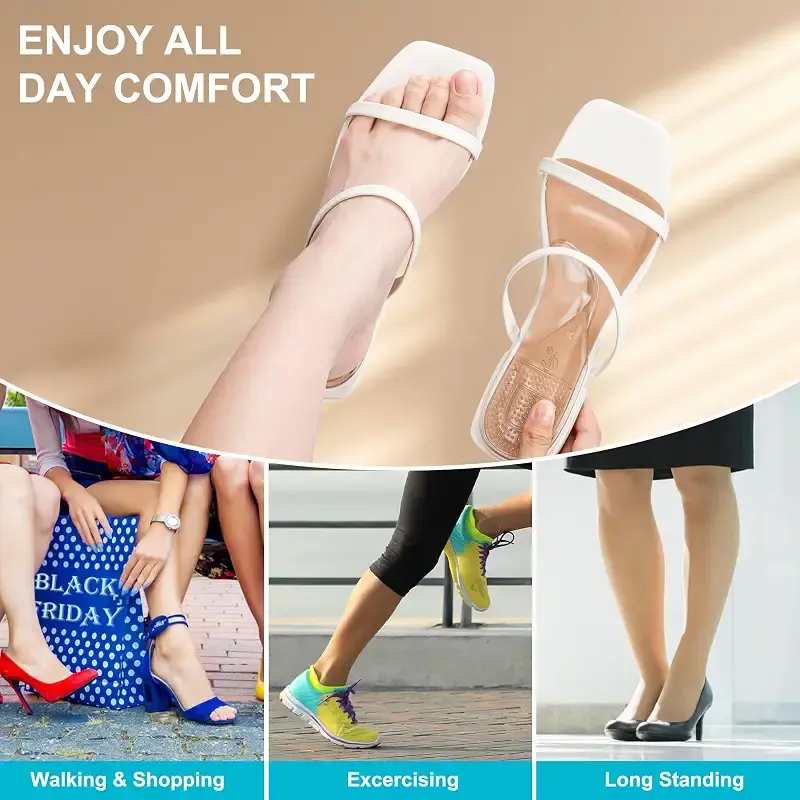 2 Pairs Gel Arch Support Gel Arch Pads for Plantar Fasciitis Relief High Arch Low Arch — Body Support