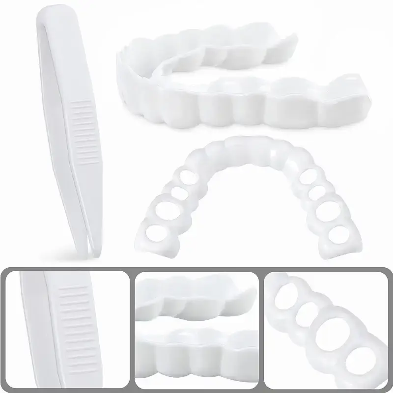 2 Pieces Instant Veneers Dentures Fake Teeth Smile Serrated Denture Teeth Tip with Mini — Oral Care