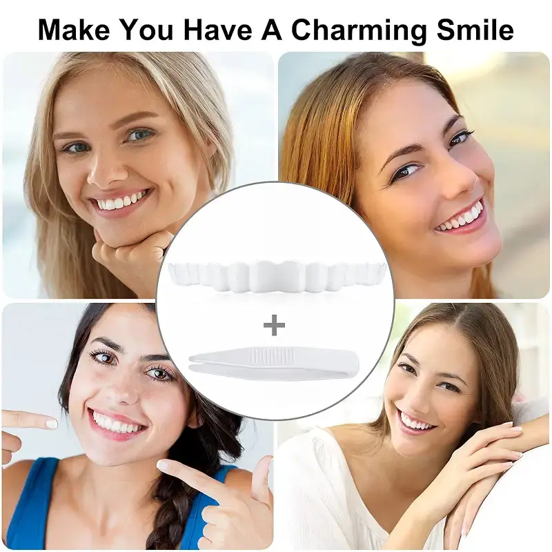 2 Pieces Instant Veneers Dentures Fake Teeth Smile Serrated Denture Teeth Tip with Mini — pack of 2