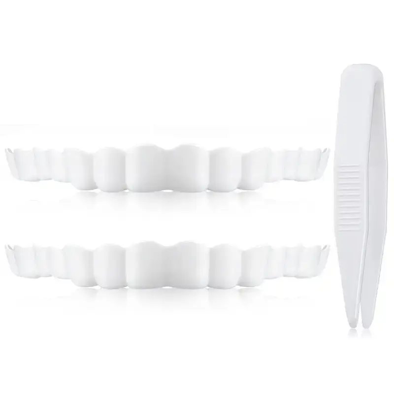 2 Pieces Instant Veneers Dentures Fake Teeth Smile Serrated Denture Teeth Tip with Mini — pack of 2