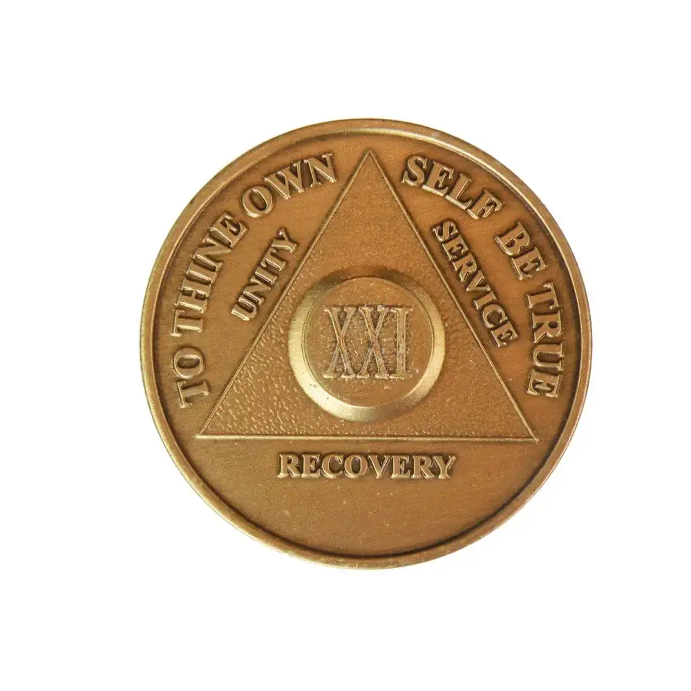 21 Year Bronze AA (Alcoholics Anonymous) - Sober / Sobriety / Birthday / Anniversary / Recovery / Medallion / Coin / Chip C