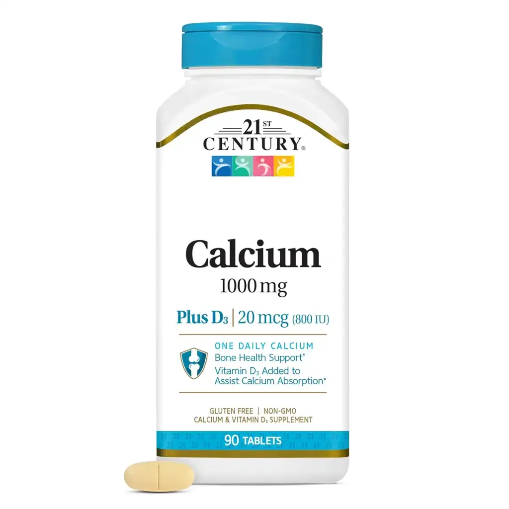 21st Century Calcium Plus D Tablets 1000 mg 90 Count Unflavored 90 Count (Pack of 1)