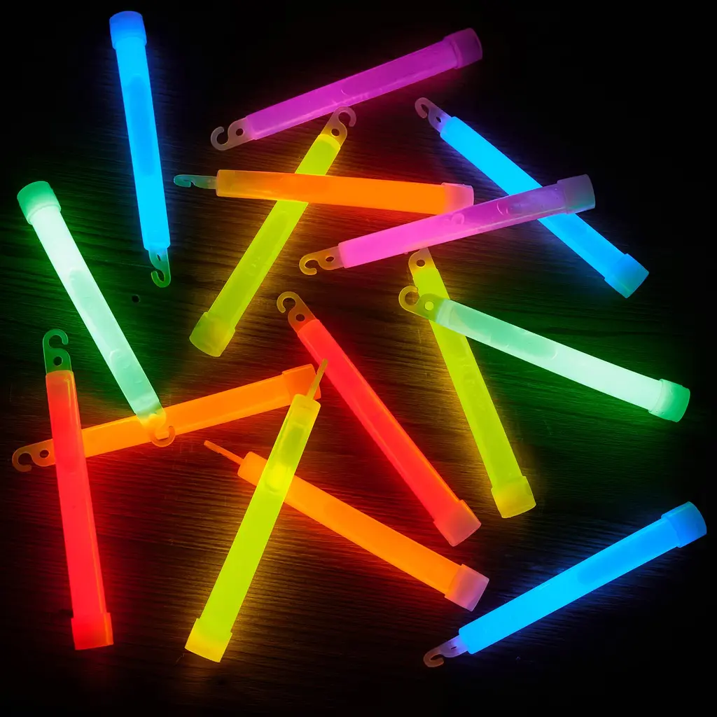 25 Ultra Bright Glow Sticks,Long Last Light Sticks,6 Inch Large Glow Sticks Bulk with Red Ribbon,Glowsticks with 12 Hour Duration for Camping Accessories,Parties,Hurricane,Earthquake,Survival Kit