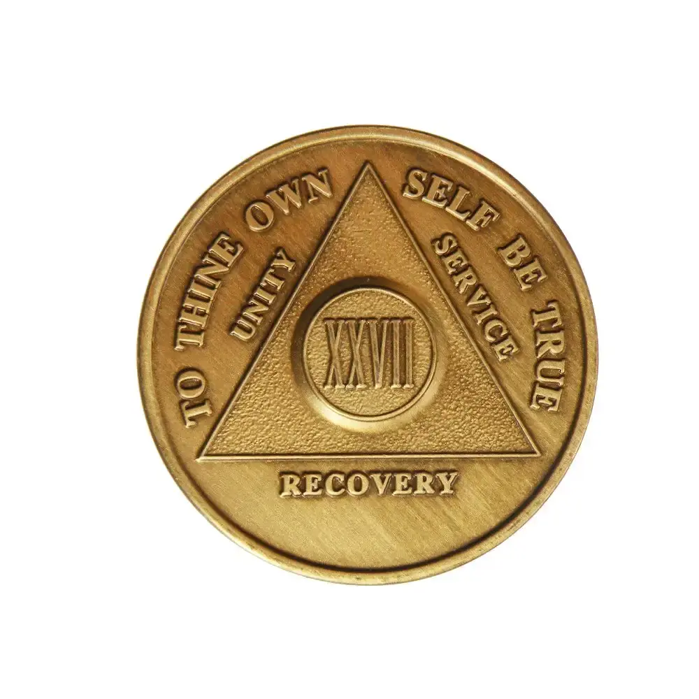 27 Year Bronze AA (Alcoholics Anonymous) - Sober / Sobriety / Birthday / Anniversary / Recovery / Medallion / Coin / Chip by Generic