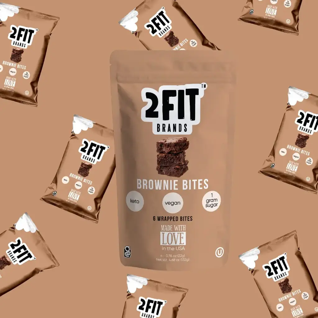 2FIT BRANDS Keto Brownie Bites, Vegan Chocolate Chip Fudge Brownies, Low Carb, Low Sugar — Chocolate