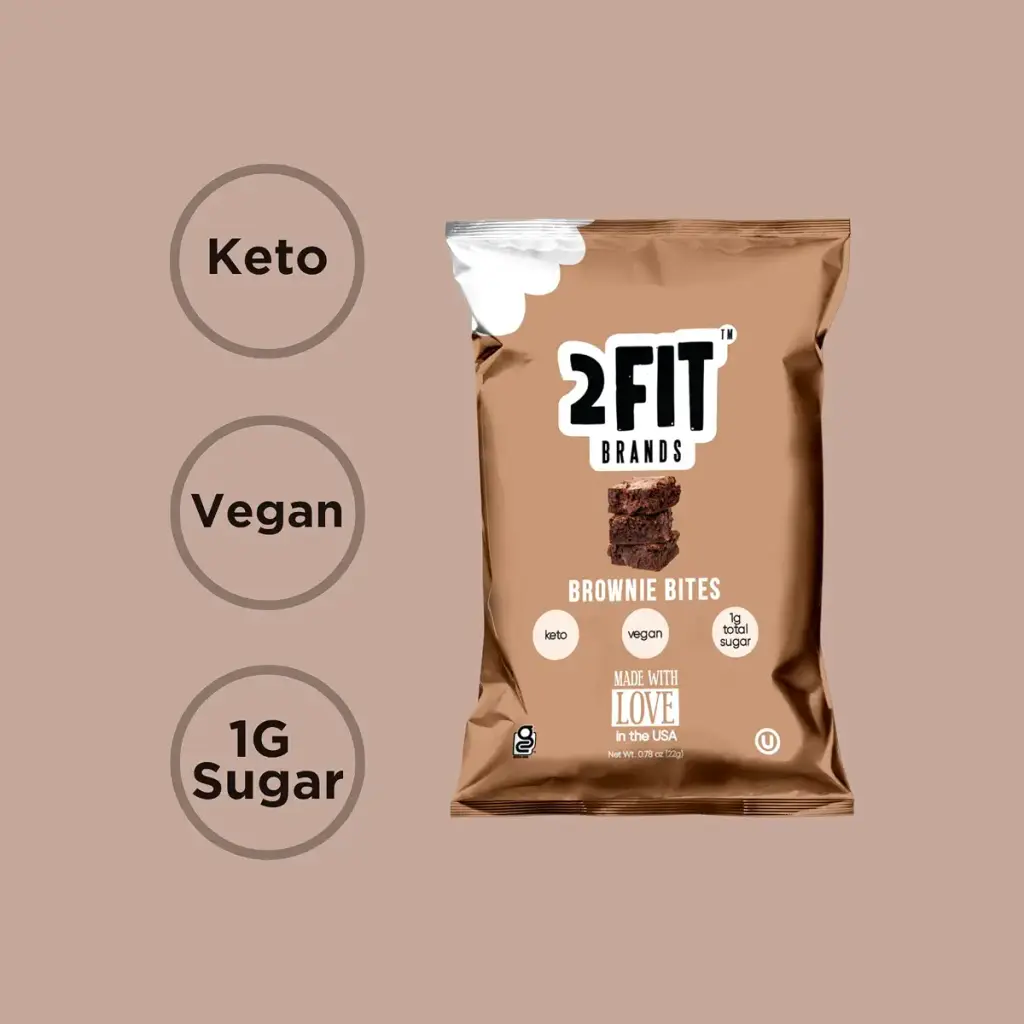 2FIT BRANDS Keto Brownie Bites, Vegan Chocolate Chip Fudge Brownies, Low Carb, Low Sugar — Sports Nutrition
