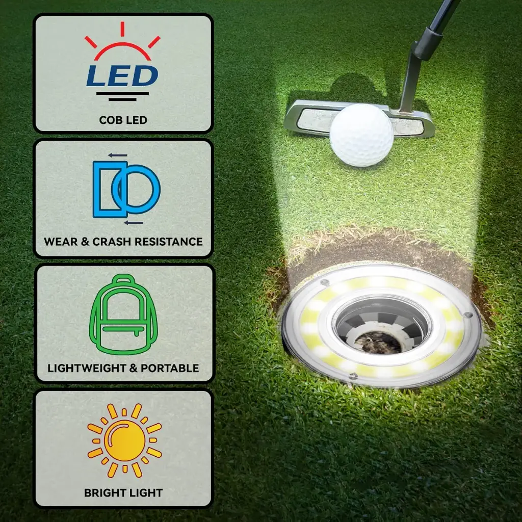 2Pcs Golf Hole Lights Glow Golf Hole LED Glowing with Carabiner, Kailund LED Light Up — pack of 2