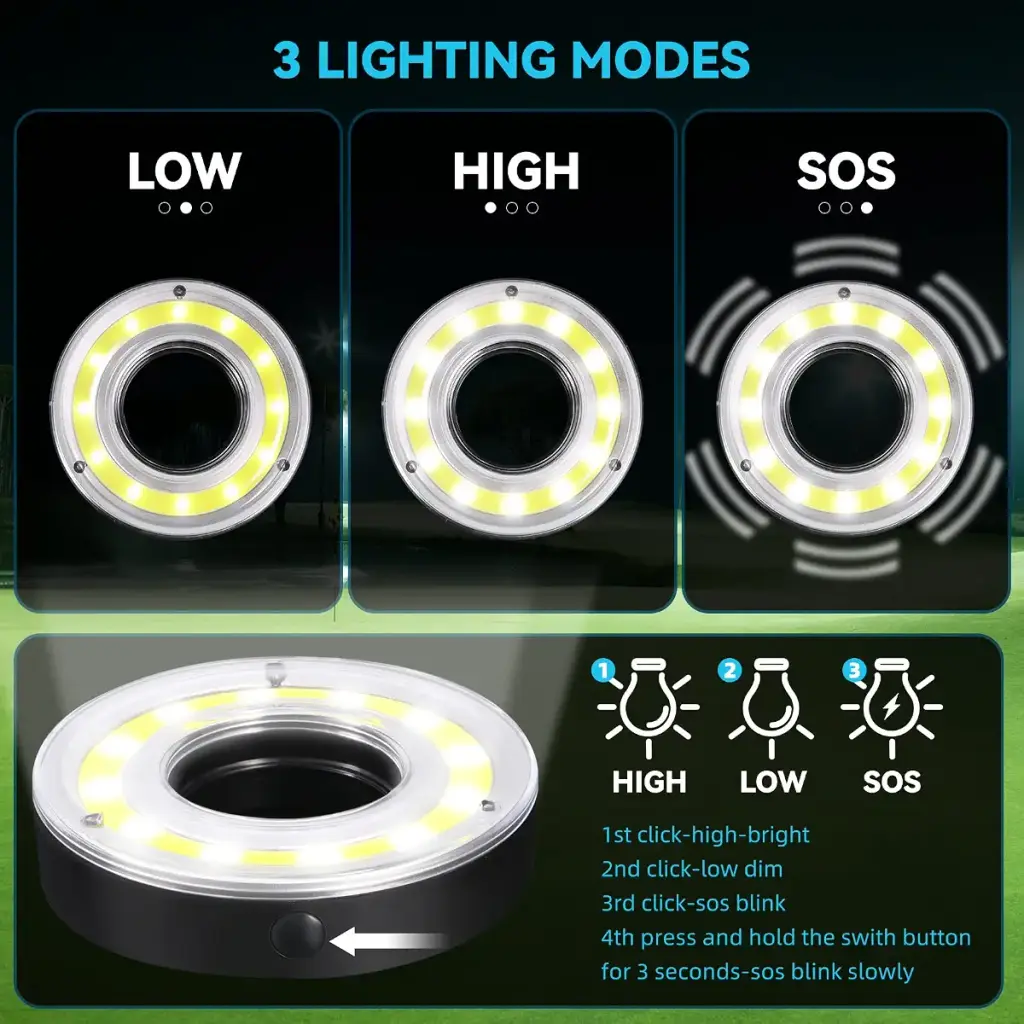 2Pcs Golf Hole Lights Glow Golf Hole LED Glowing with Carabiner, Kailund LED Light Up — pack of 2