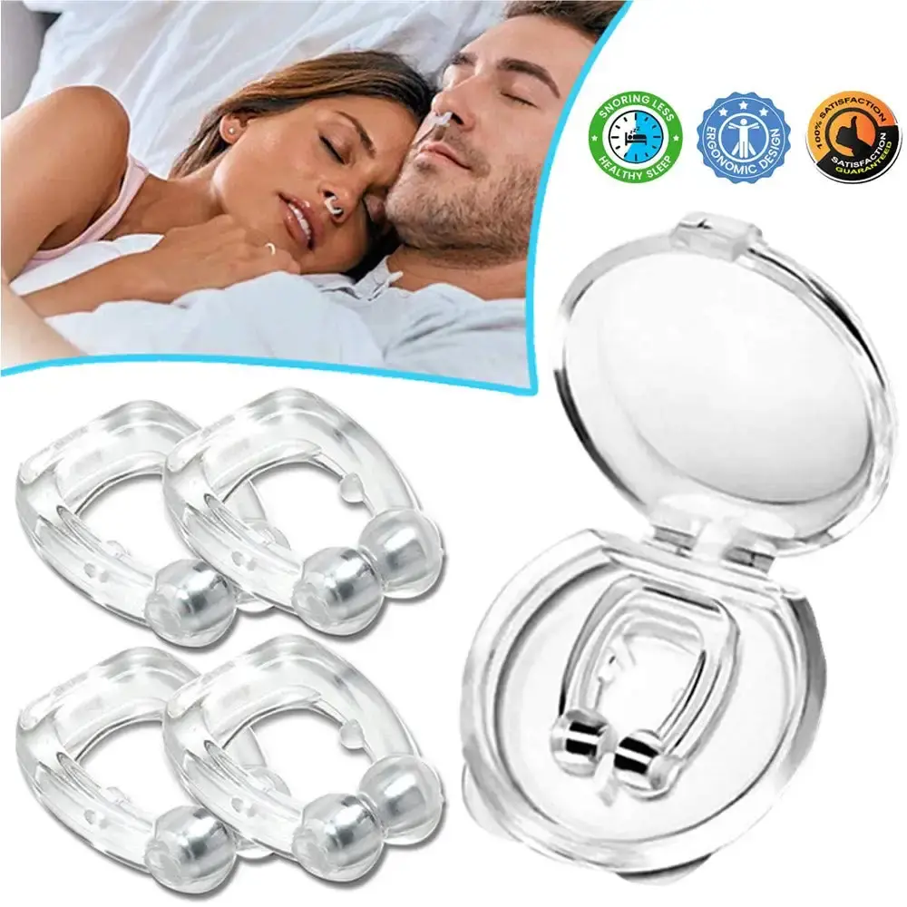 4 PCS Latest Clipple Anti snoring Device Silicone Magnetic Anti Snore Nose Clip Effective-Easy Stop Snoring Solution Professional Sleeping Aid Relieve Snore for Men Women