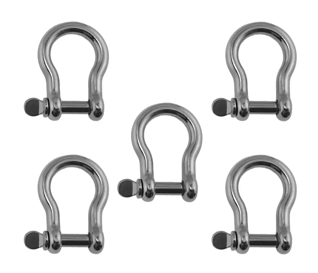 5 Pieces Stainless Steel 316 Bow Shackle 5/32" (4mm) Marine Grade