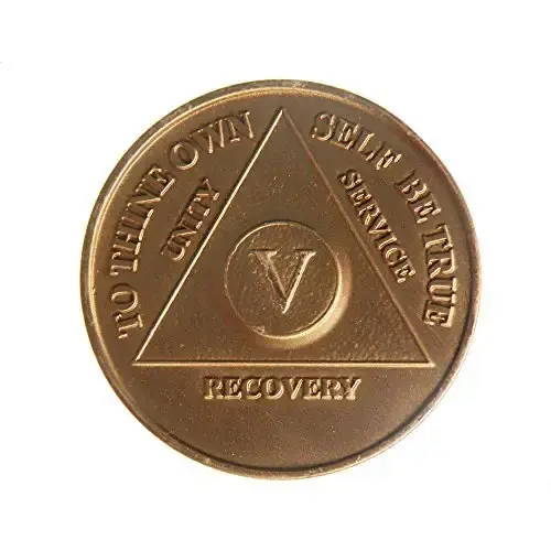 5 Year Bronze AA (Alcoholics Anonymous) - Sober / Sobriety / Birthday / Anniversary / Recovery / Medallion / Coin / Chip by Generic