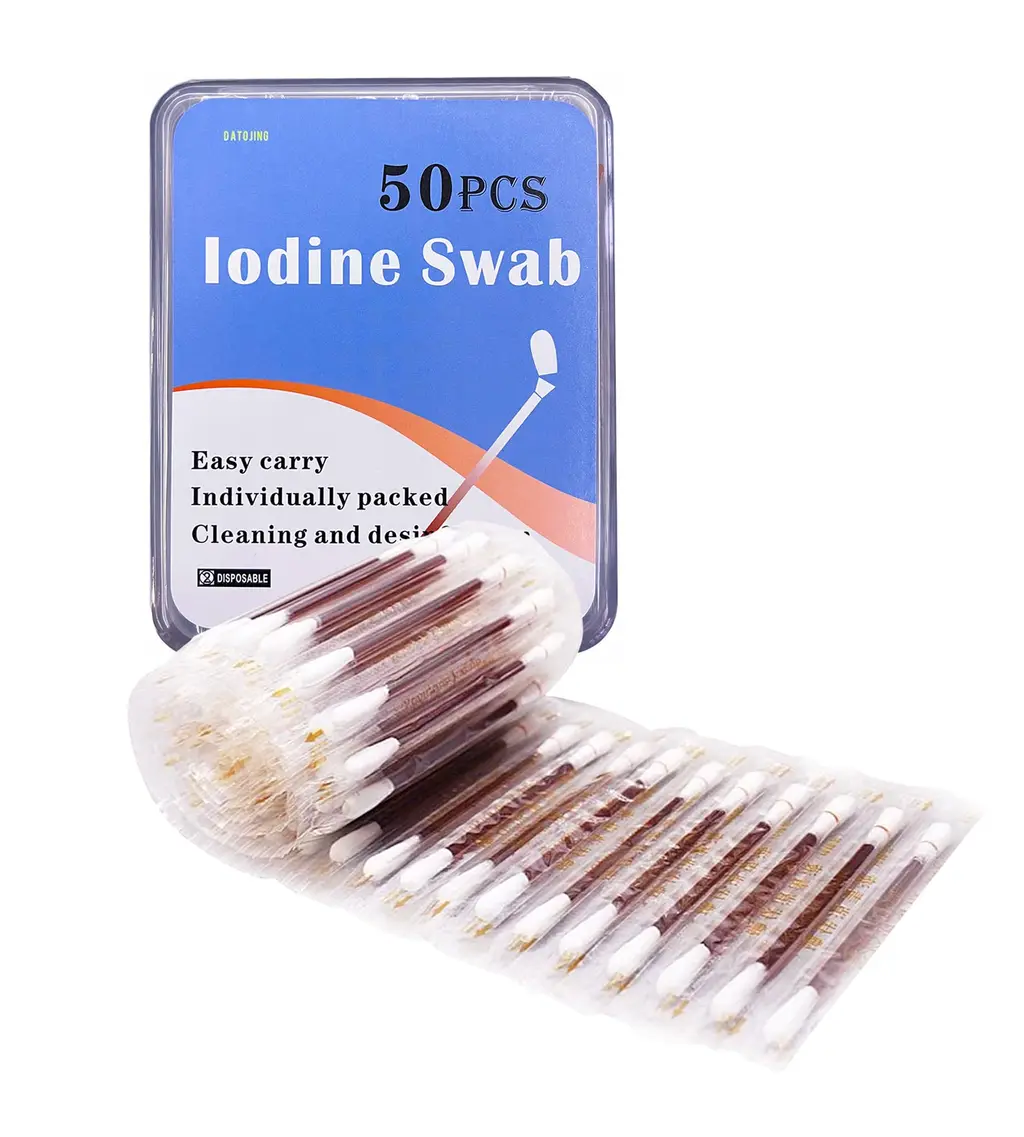 50 Disposable Iodophor Swabs Outdoor Supplies Medical Cotton Swabs Iodine Individually Packaged Cotton Swabs Iodine Swabs for Nose Care brown