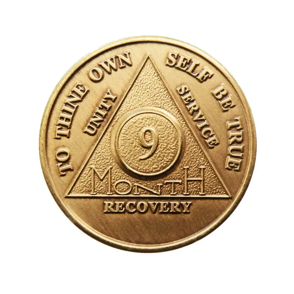 9 Month Bronze AA (Alcoholics Anonymous) - Sober / Sobriety / Birthday / Anniversary / Recovery / Medallion / Coin / Chip by Generic