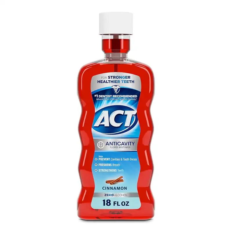 ACT Anticavity Zero Alcohol Fluoride Mouthwash 18 fl. oz. With Accurate Dosing Cup Cinnamon (Pack of 1) Cinnamon 18 Fl Oz (Pack of 1)