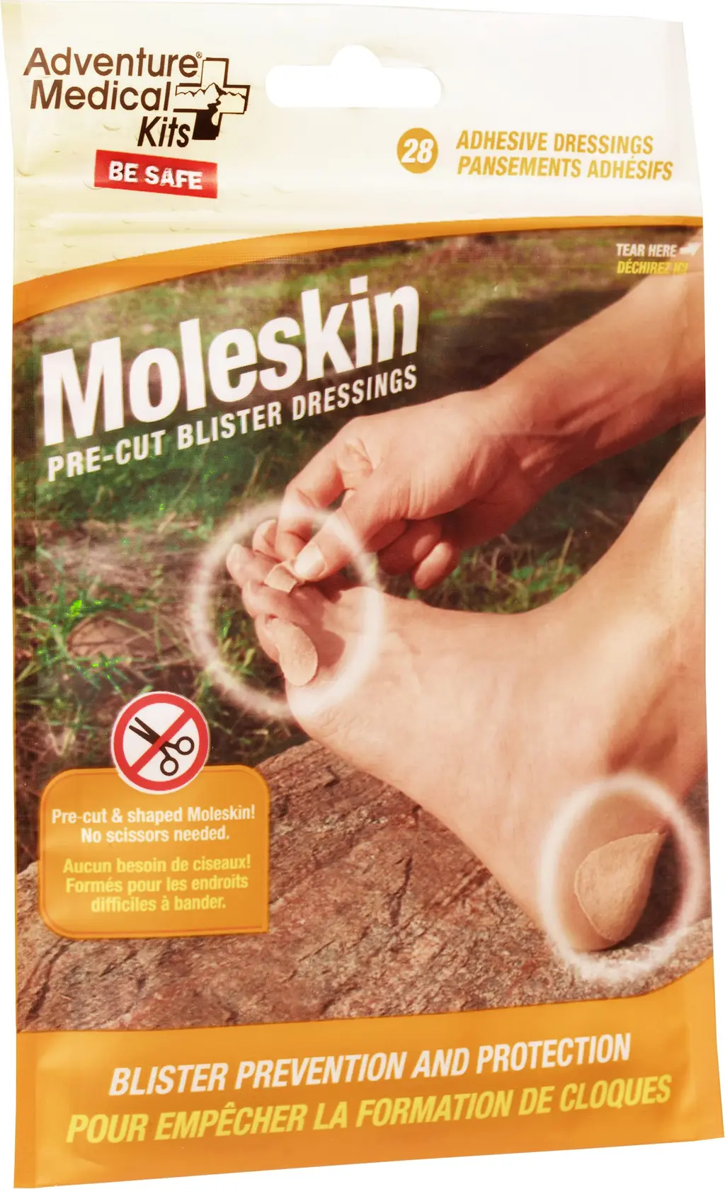 Adventure Medical Kits Pre-Cut and Shaped Moleskin Blister Dressing (28-Count) One Size