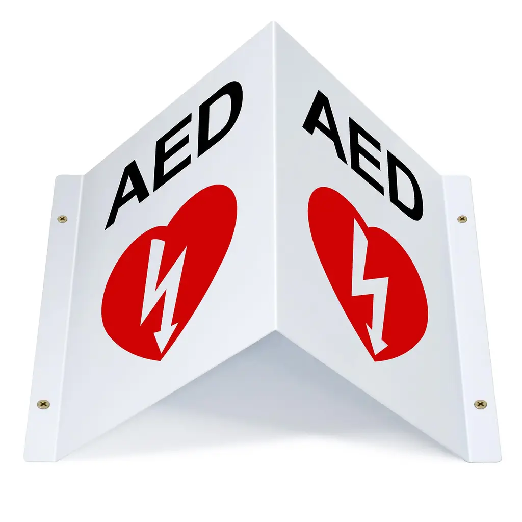 AED Projecting Sign Graphic 6" x 9" AED Indoor/Outdoor Wall Sign Pack of 2