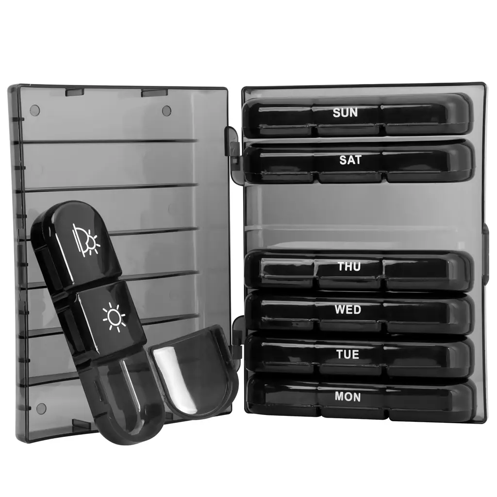 Aiqinu Pillendose 7 days 3 compartments pill box large compartments tablet box 7 days for on the go medication box 7 days tablets organizer