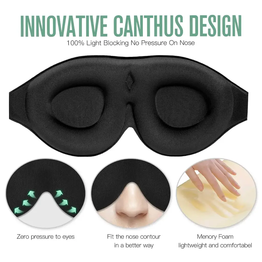 ALASKA BEAR Sleep Mask with Molded Eye Cups for Women and Men, Nose-Contoured 3 D — Sleep Wellness