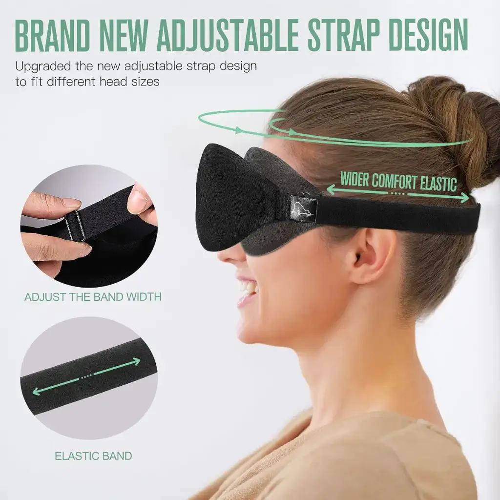 ALASKA BEAR Sleep Mask with Molded Eye Cups for Women and Men, Nose-Contoured 3 D — Sleep Wellness