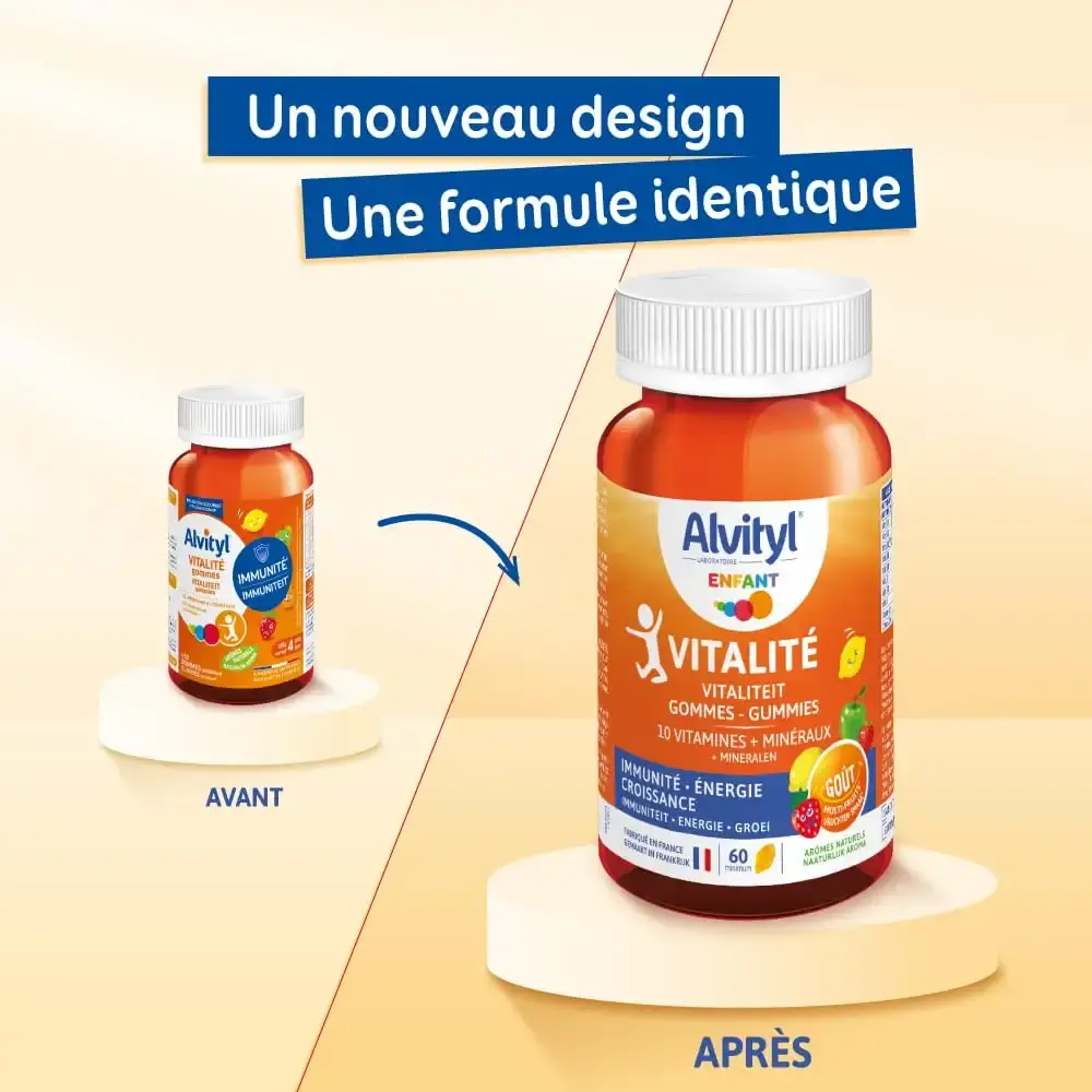 Alvityl - Vitality Gums - 8 vitamins and 2 minerals - Natural fruit flavors - From 4 — pack of 60