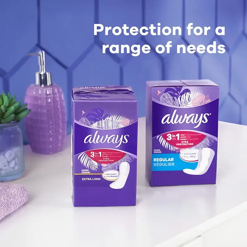 Always 3-In-1 Xtra Protection, Daily Liners For Women, Extra Long, With Leakguard + — Always