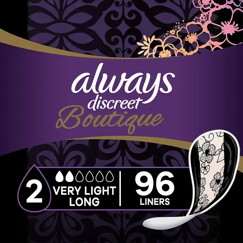 Always Discreet Boutique, Incontinence & Postpartum Liners For Women, Size 2, Very Light — Always Discreet