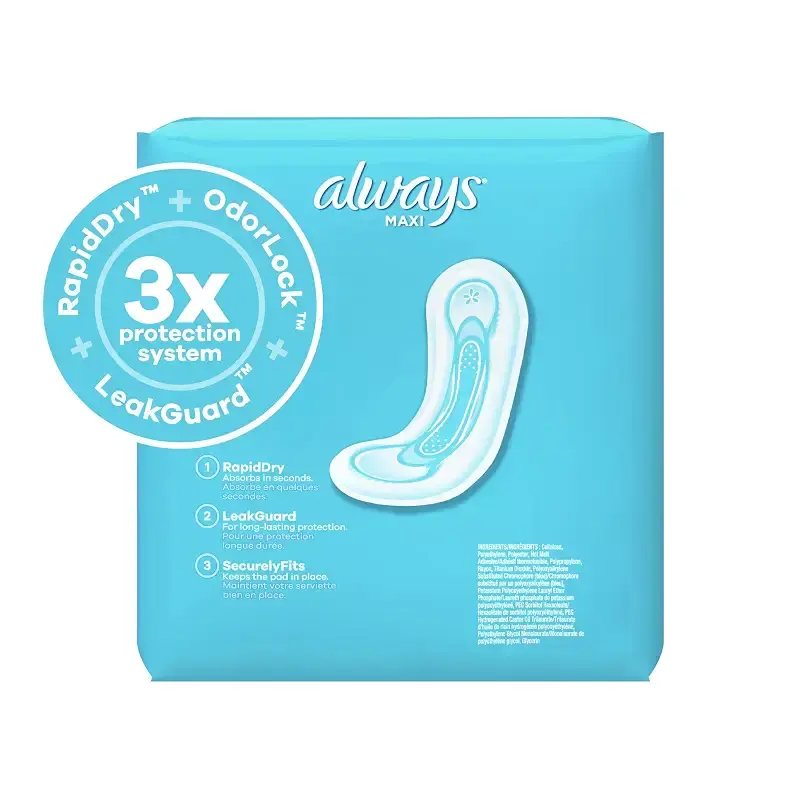 Always Maxi Feminine Pads For Women, Size 1 Regular Absorbency, Without Wings, Unscented — Always