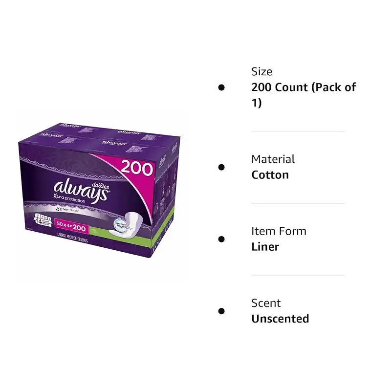 Always Xtra Protection Pantiliners - 200 Count 200 Count (Pack of 1) — pack of 200