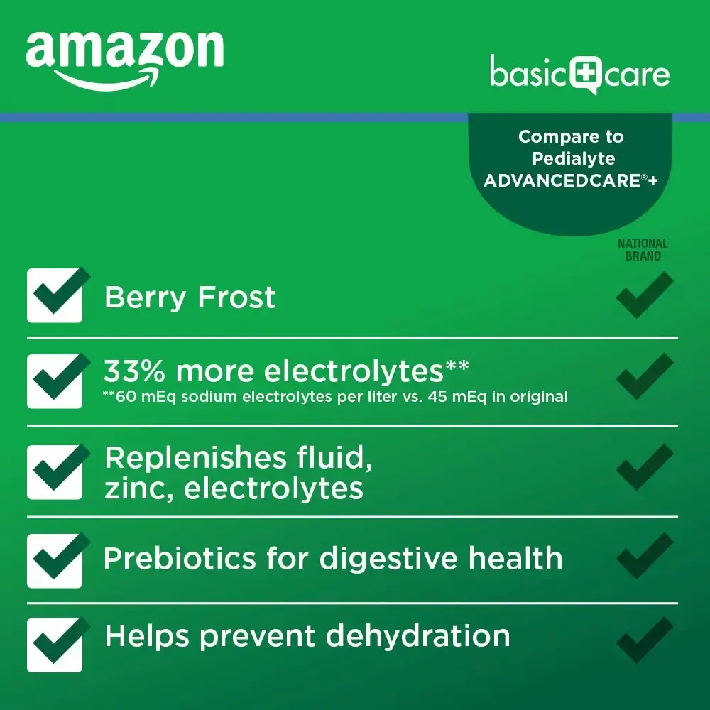 Amazon Basic Care Advantage Care Plus Electrolyte Solution, Berry Frost, Helps Prevent — Berry