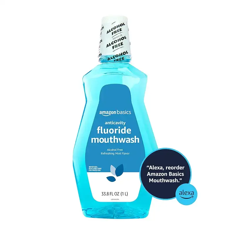 Amazon Basics Anticavity Fluoride Mouthwash, Alcohol Free, Refreshing Mint, 1 Liter, 33.8 — Mint