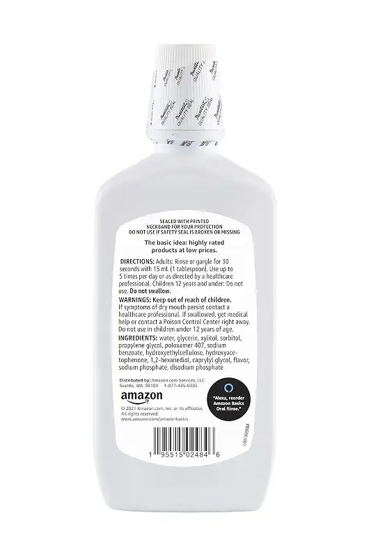 Amazon Basics Dry Mouth Oral Rinse, Alcohol Free, Mint, 16 Fluid Ounces, 1-Pack — 16 fl oz