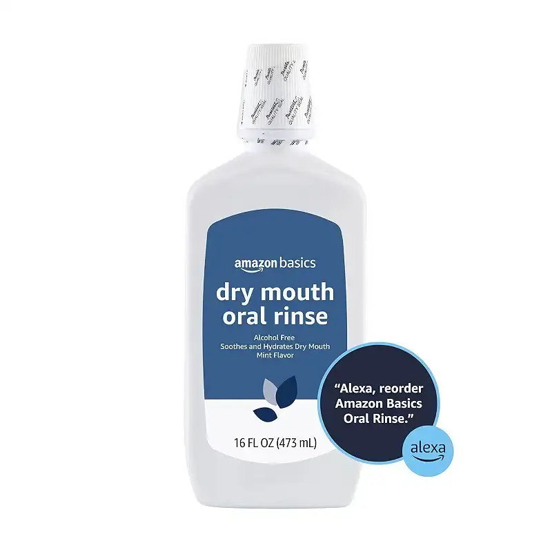 Amazon Basics Dry Mouth Oral Rinse, Alcohol Free, Mint, 16 Fluid Ounces, 1-Pack — Mint
