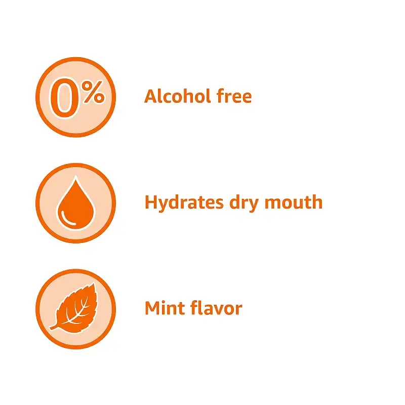 Amazon Basics Dry Mouth Oral Rinse, Alcohol Free, Mint, 16 Fluid Ounces, 1-Pack — Oral Care